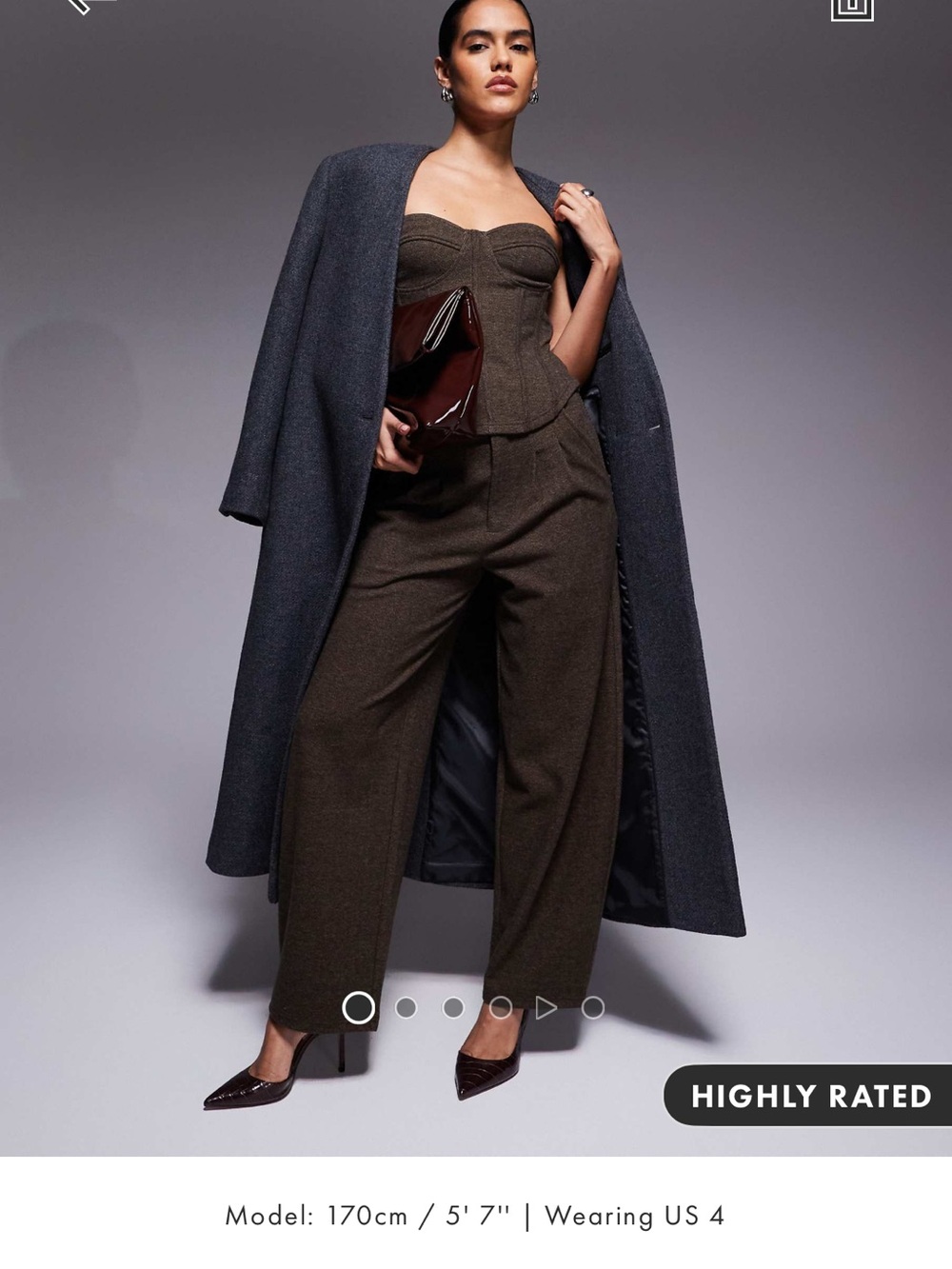 ASOS Dark Gray Wool Coat with Olive-Brown Suiting Set